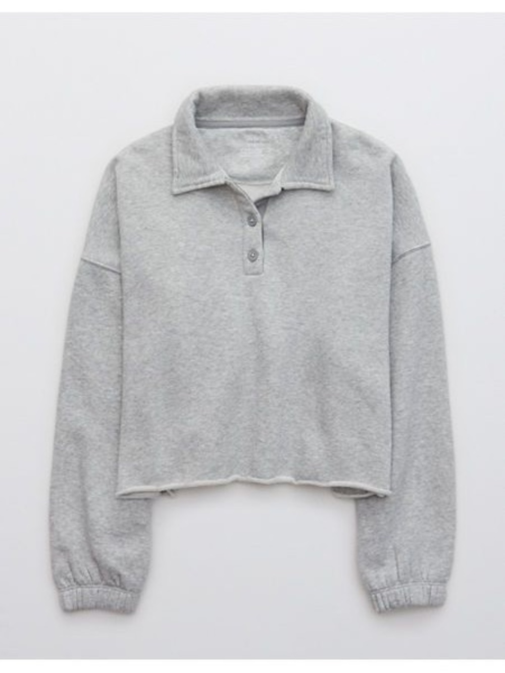 AERIE cropped polo henley collared sweatshirt